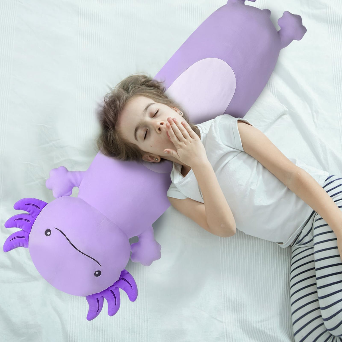 Dalmao night companion axolotl plush suited for reading or naps.