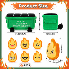 Dalycro dumpster fire joy plush expresses happiness to brighten an office workspace.