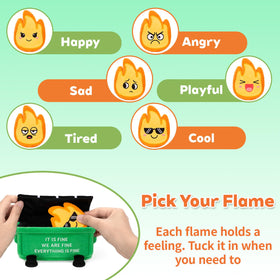 Dalycro dumpster fire surprise plush adds playful intrigue to a desk.
