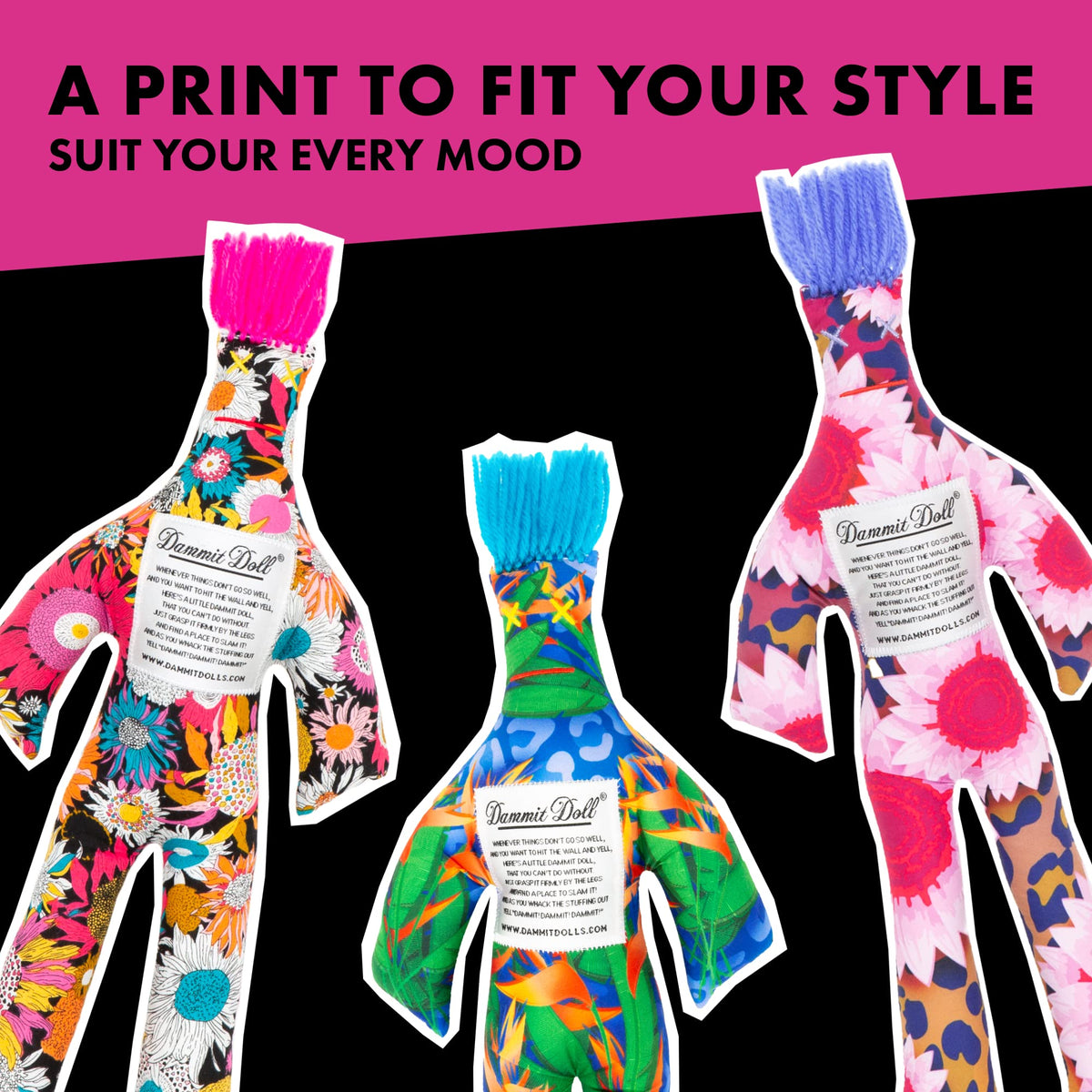 Dammit Doll collectible motif emphasizes uniqueness in limited edition design.