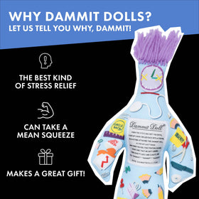 Dammit Doll sits as a funny coworker gift for teams.