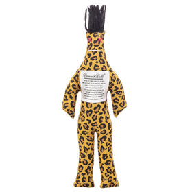 Dammit Doll leopard print front view for desk-side stress relief.