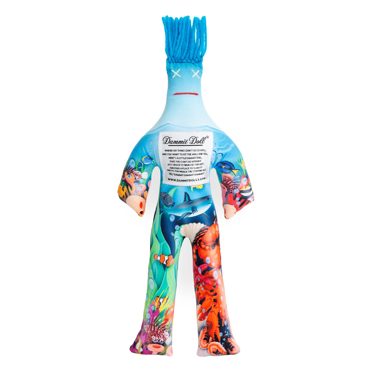 Dammit Doll Life Aquatic front view, compact desk companion for stress relief.