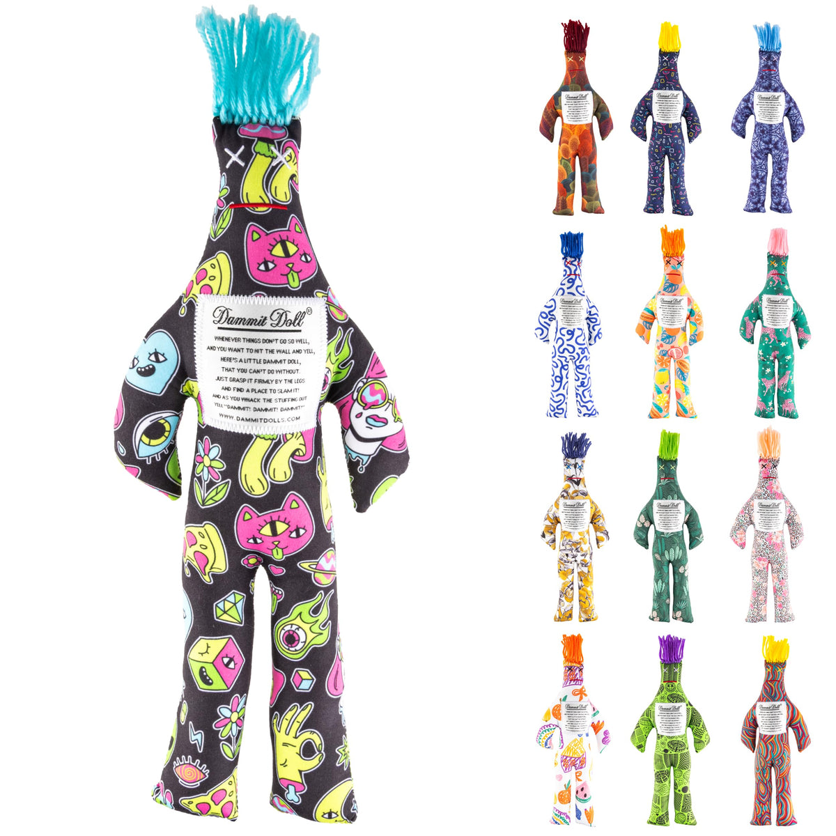 Dammit Doll random color pattern visible, delivers a playful surprise and mood lift