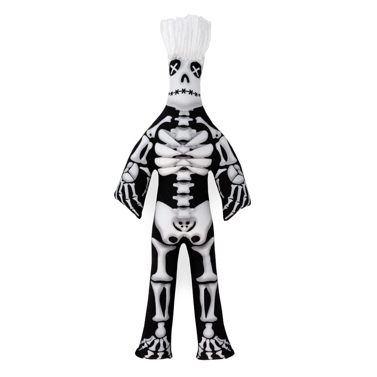 Dammit Doll skeleton front view shows the bone-inspired design for desk humor.