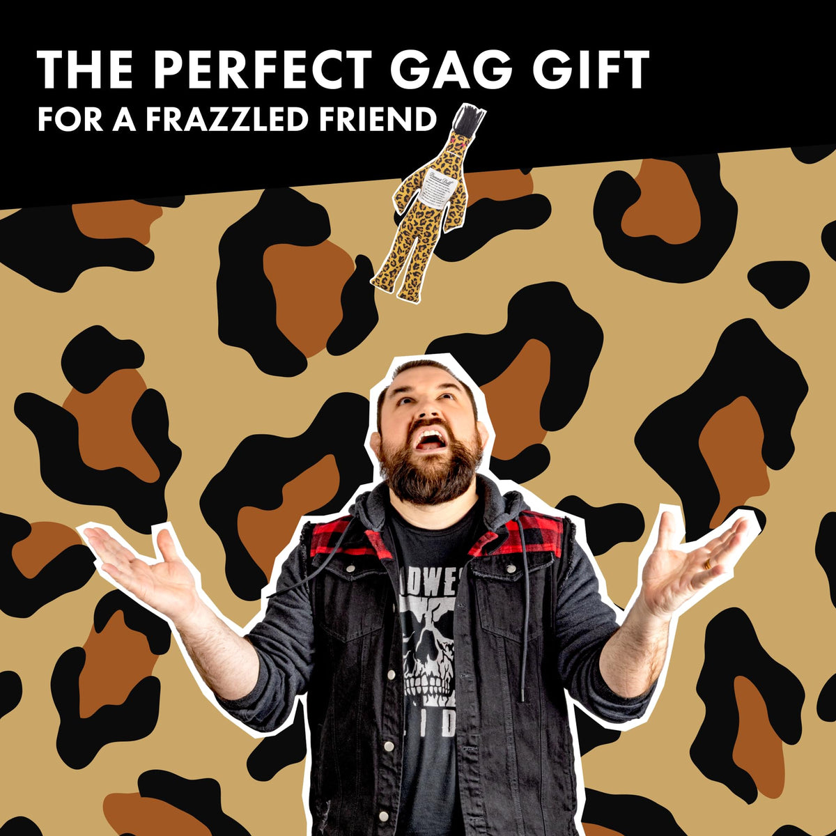 Dammit Doll leopard print design enhances mood with satisfying thwack.