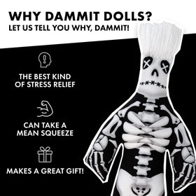 Dammit Doll plush texture feels soft yet sturdy for squeezable relief.