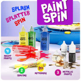 Dan&Darci kid using spin art kit for vibrant, mess-free painting.