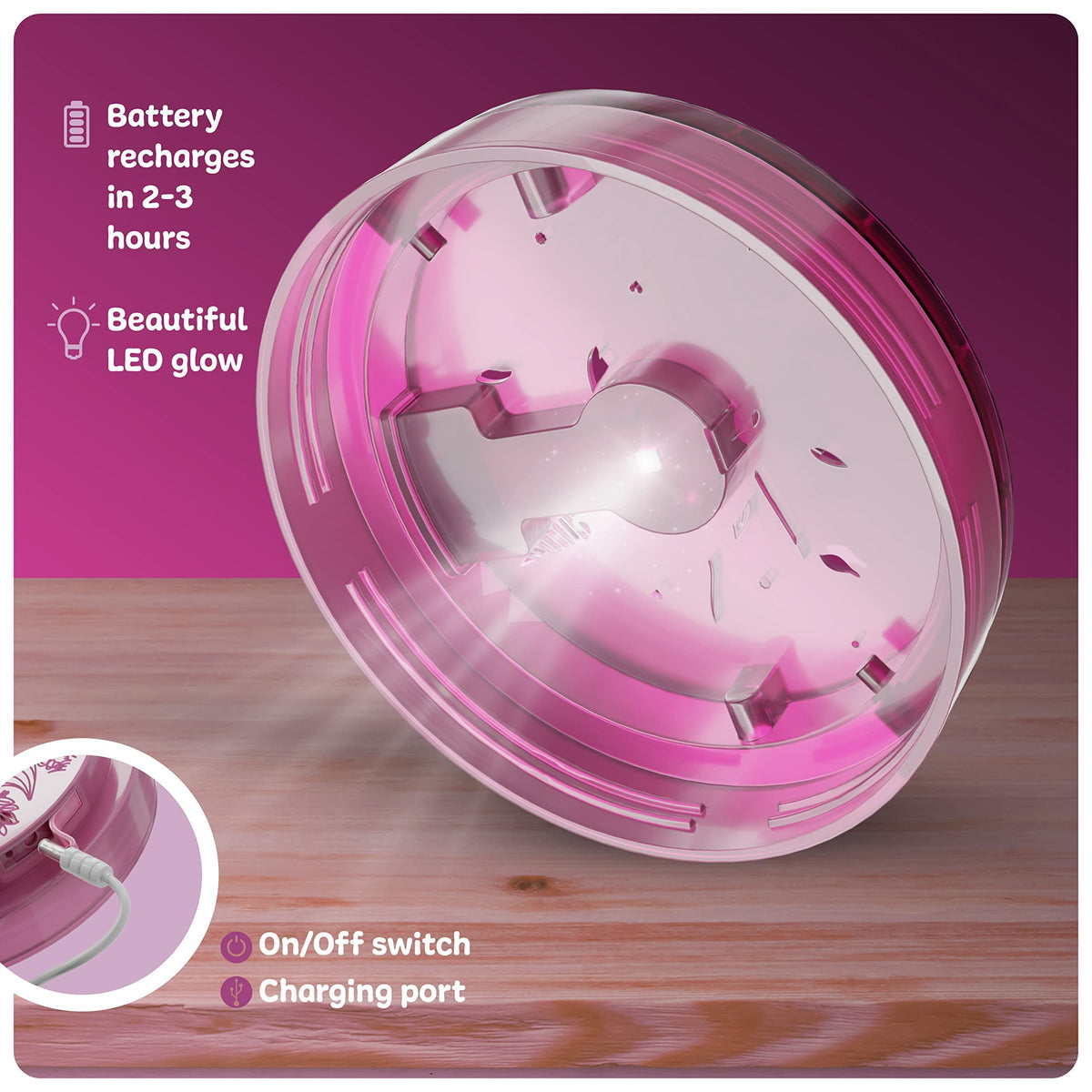 Dan&Darci Micro-USB charging cable keeps the glow ready for after-dark moments.