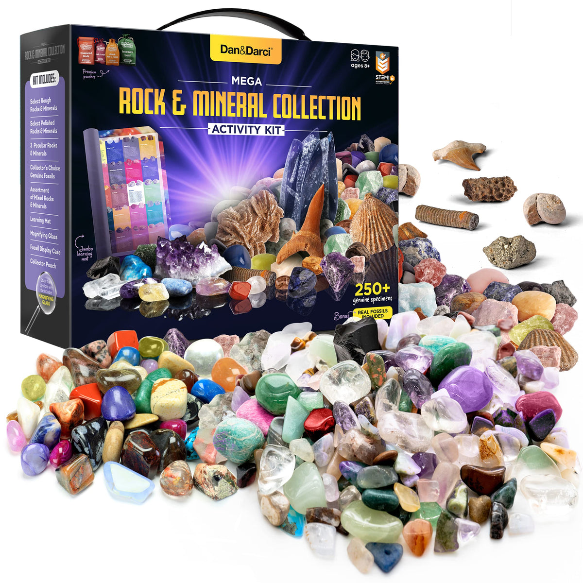 Dan&Darci rock collection kids bundle with 250+ specimens for hands-on learning.