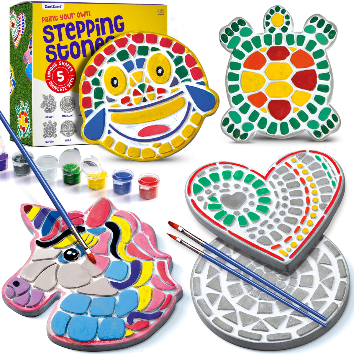 Dan&Darci unicorn design stepping stone with vibrant paints for kids' art projects