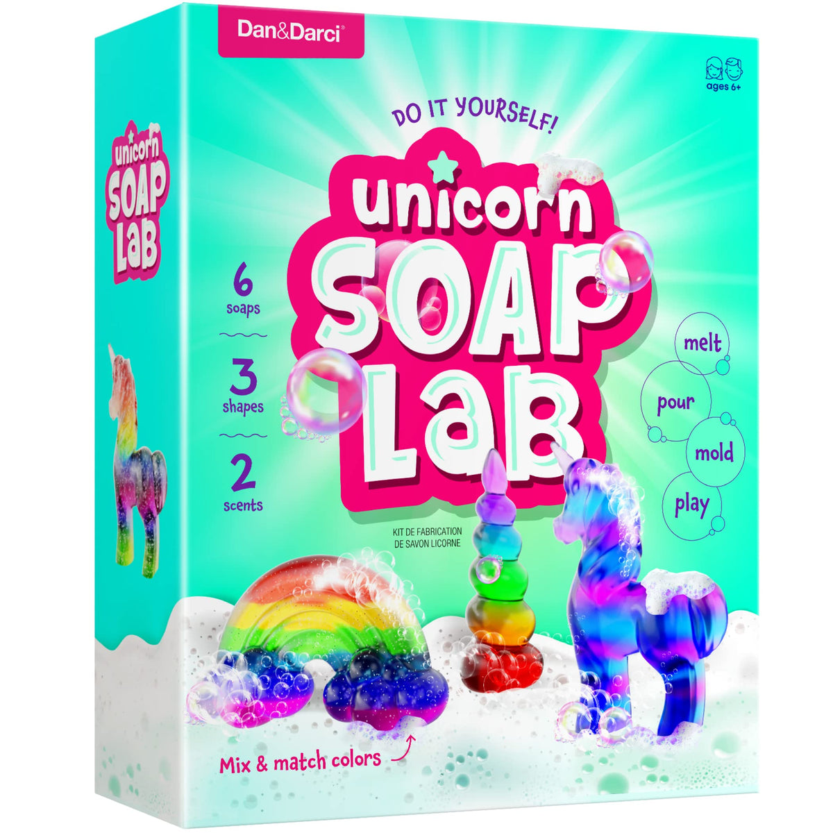 Dan-Darci Unicorn Soap Kit box shows colorful setup for creative play