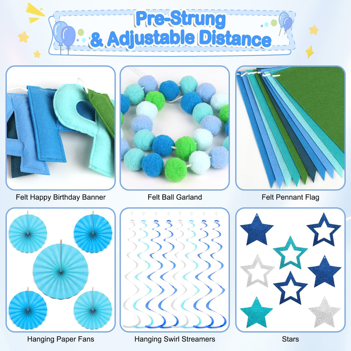 Danadia blue paper fans unfold for instant wall texture