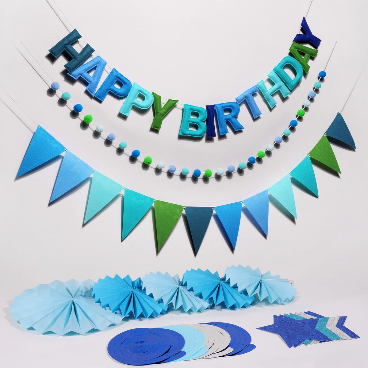 Danadia pre-strung blue banner for quick birthday backdrops