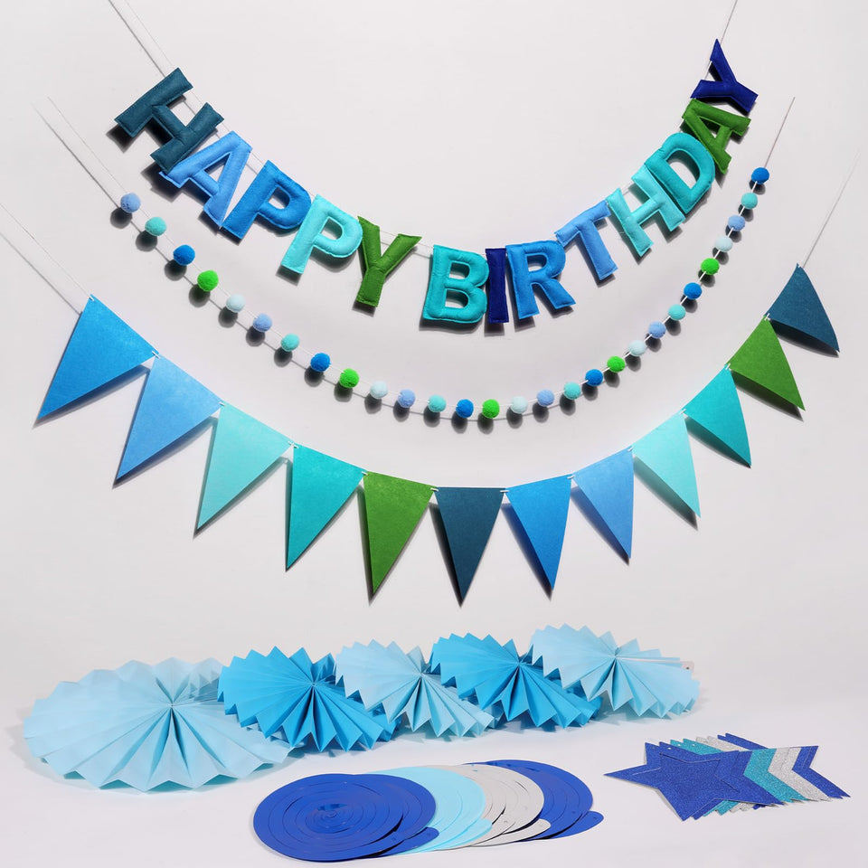 Danadia pre-strung blue banner for quick birthday backdrops