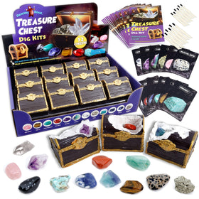 Dancing Bear treasure chest dig kit reveals 12 gems for hands-on discovery.