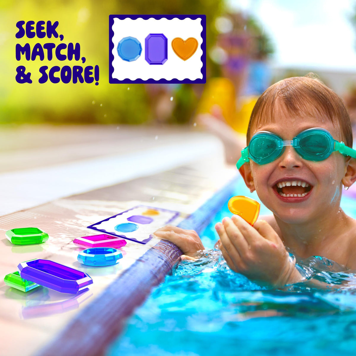 Dan&Darci durable waterproof gems and cards keep up with pool adventures.