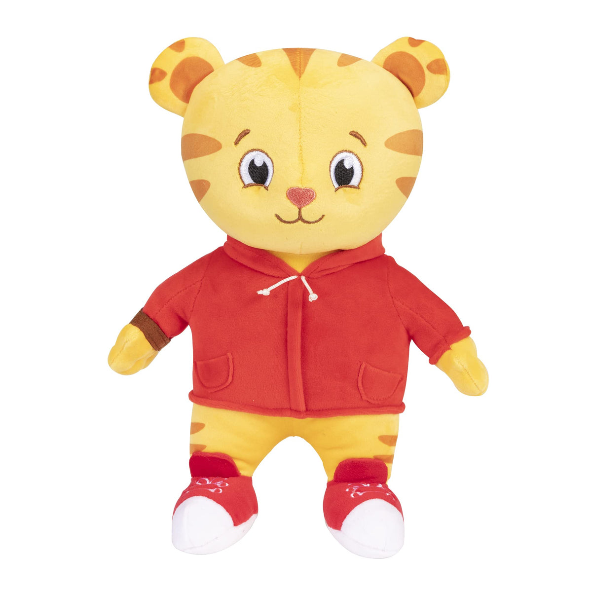 Daniel Tiger's Neighborhood plush held by a child during pretend play.
