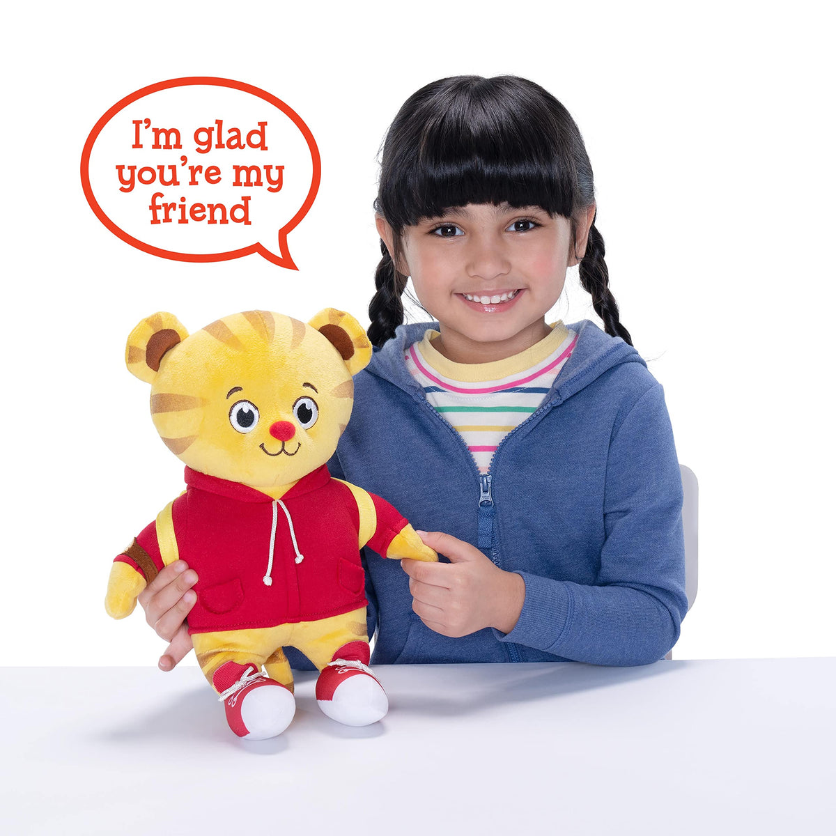Daniel Tiger's Neighborhood plush responds with phrases when squeezed.