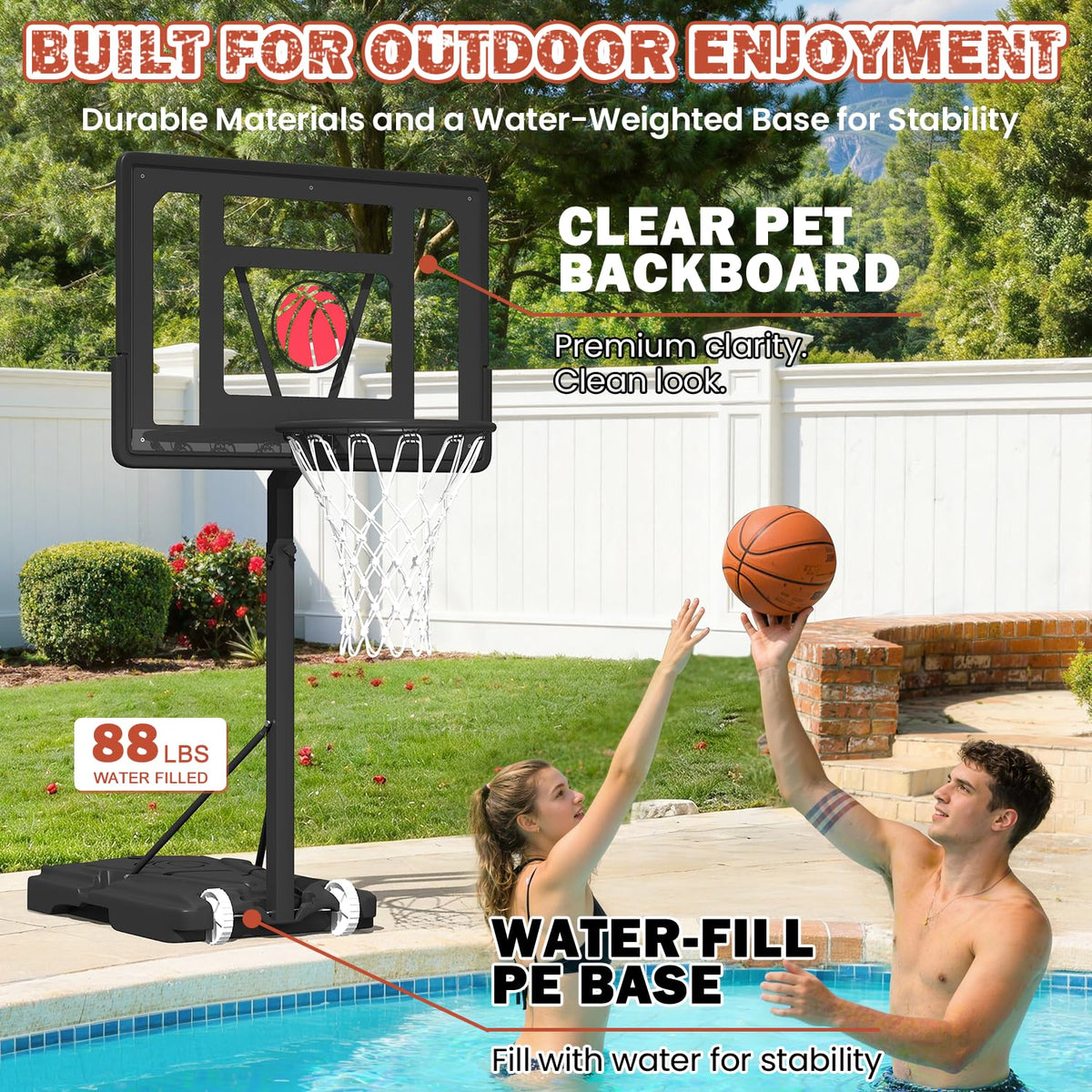 Danrelax base filled with water provides stable poolside support