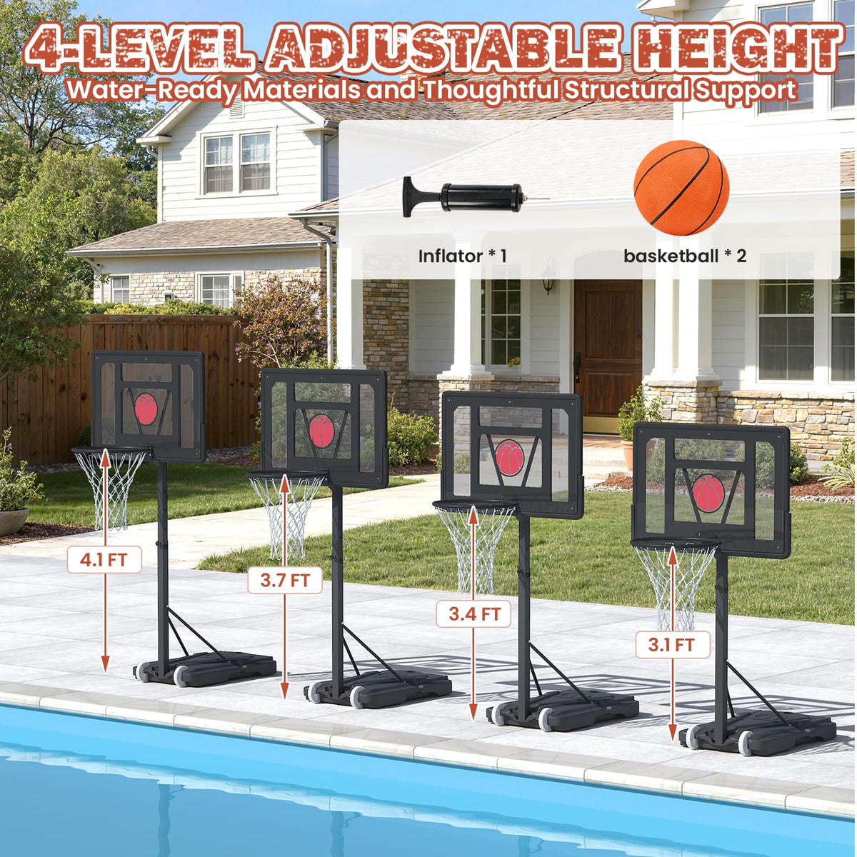 Danrelax included basketball for immediate poolside fun