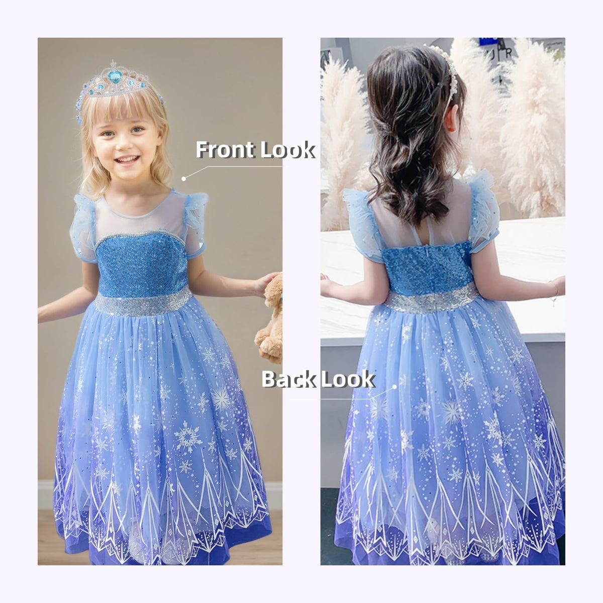 Danvren tulle shoulders with sequins sparkle for glamorous look