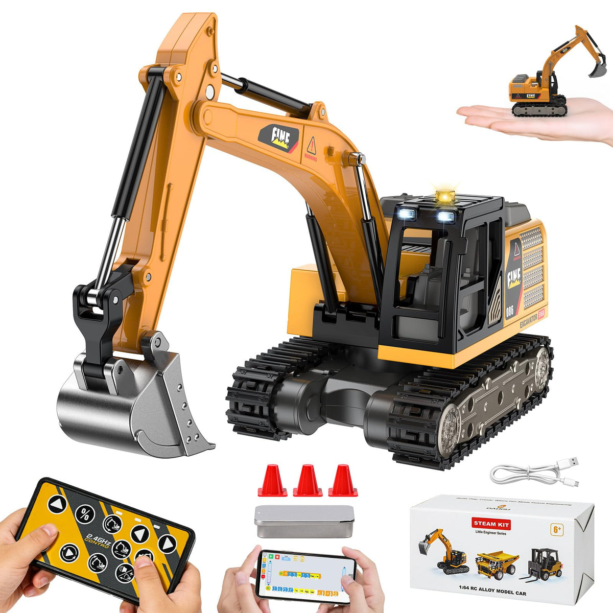 DAOGU remote control excavator app mode enables precise programmable play.