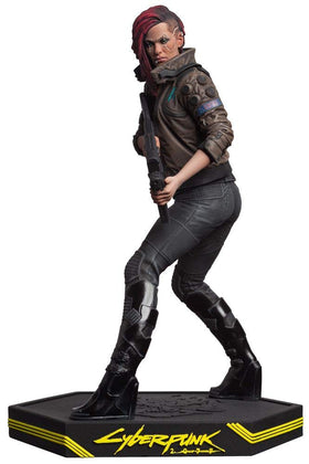 Dark Horse Comics Cyberpunk 2077 V-Female figure boots highlight a dynamic display pose.