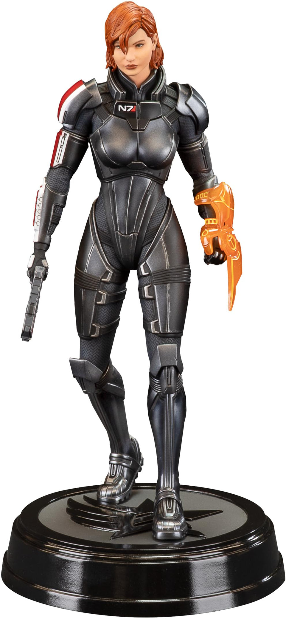Dark Horse Comics Mass Effect Commander Jane Shepard PVC figure with interchangeable heads for display versatility.