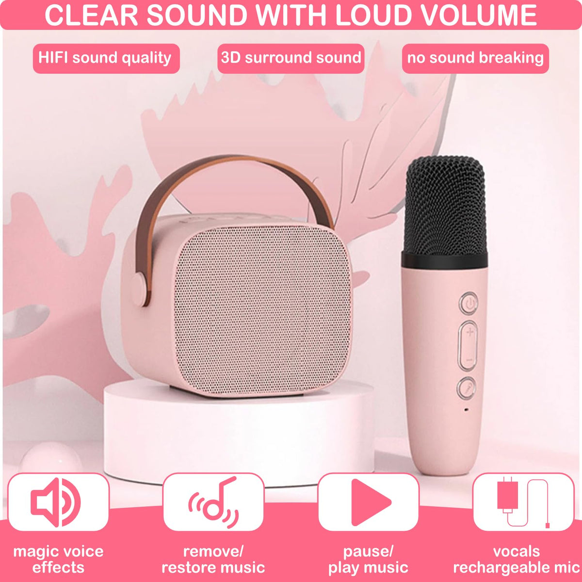 Darkant multi-functional karaoke machine used as speaker and music player.