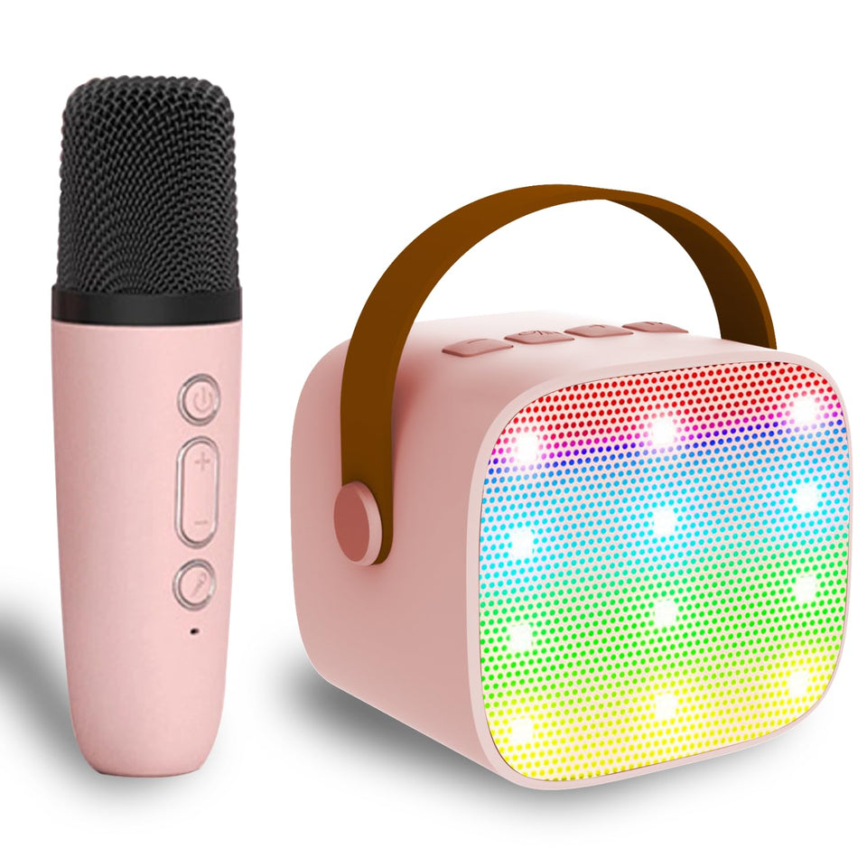 Darkant mini karaoke setup on a table for family singing sessions.