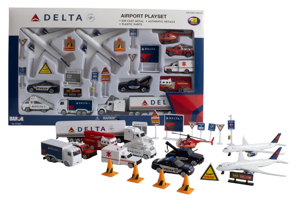 Daron Delta airport two-delta-airliners for imaginative play and collectible display.