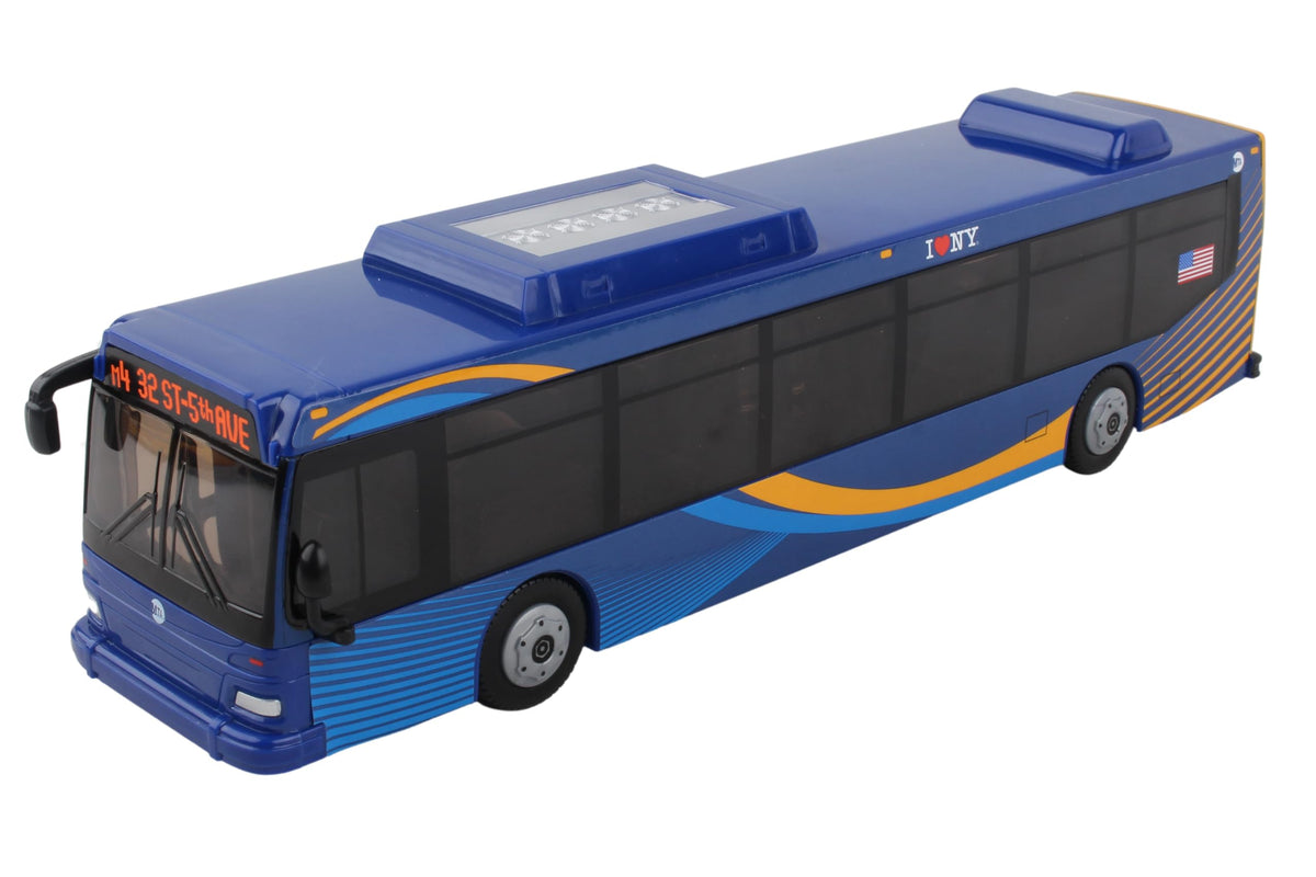 Daron MTA Bus with rolling wheels for smooth floor play.