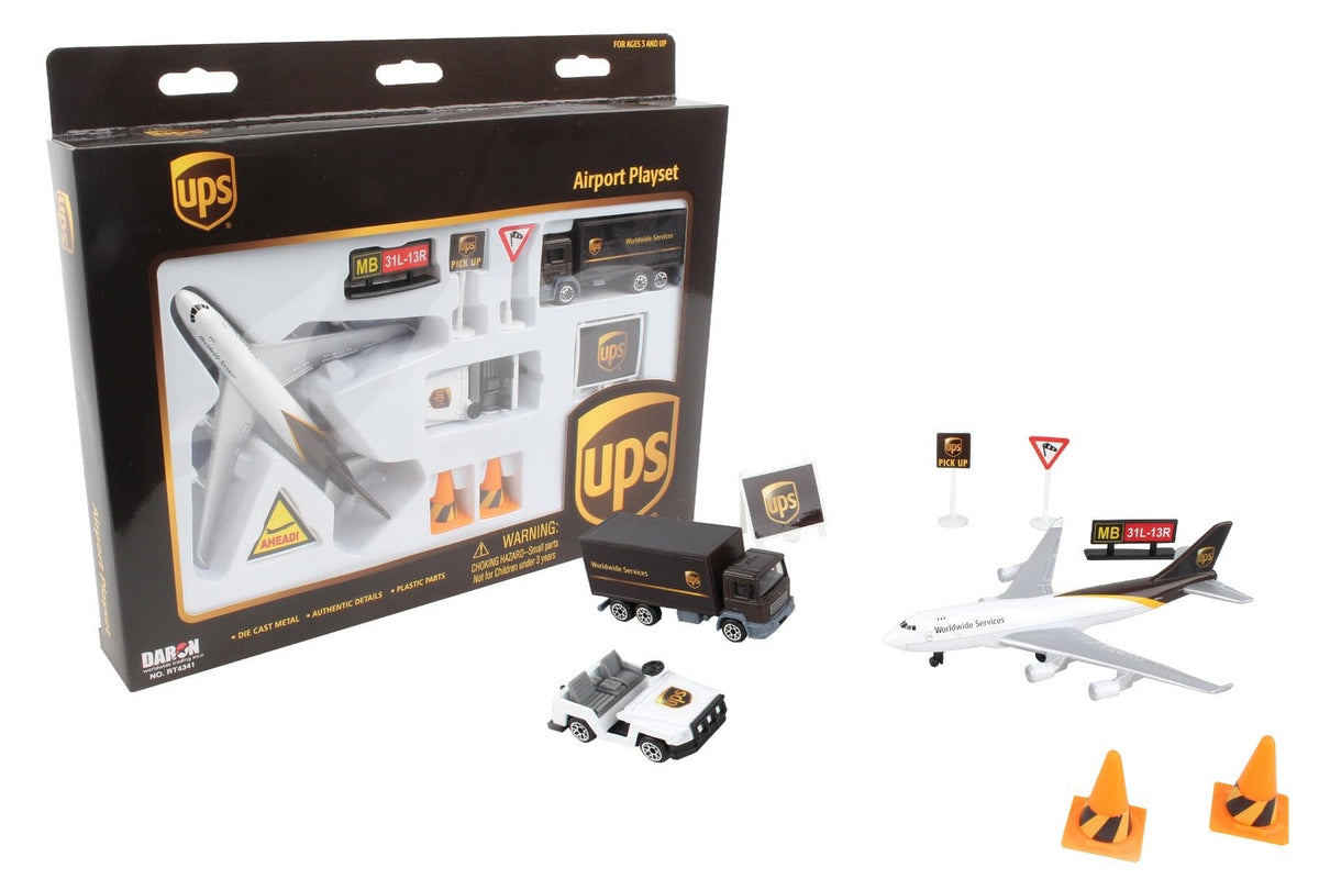 Daron UPS Airport Playset plane with authentic logos for imaginative play.
