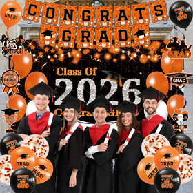 DARUNAXY black orange grad themed decor set strengthens color scheme
