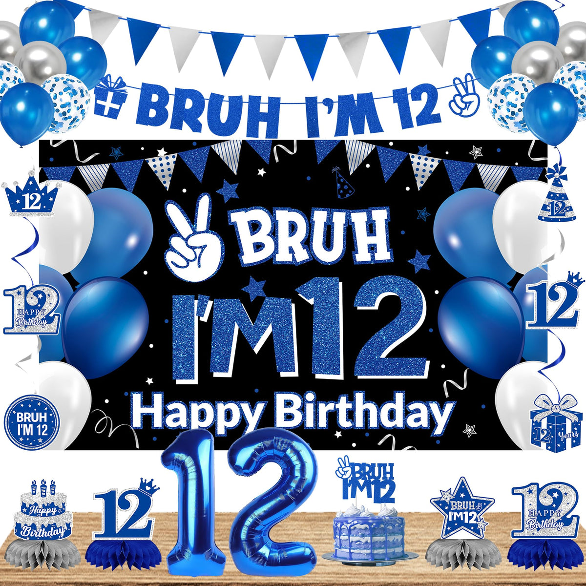 DARUNAXY bruh-im-12 banner decor for a bold party backdrop