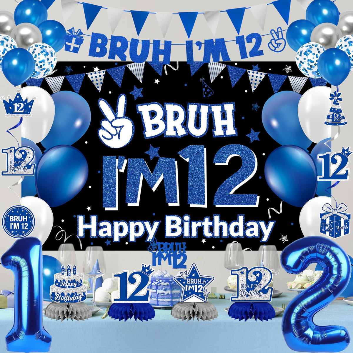 DARUNAXY bruh-im-12 birthday cake topper highlights the cake
