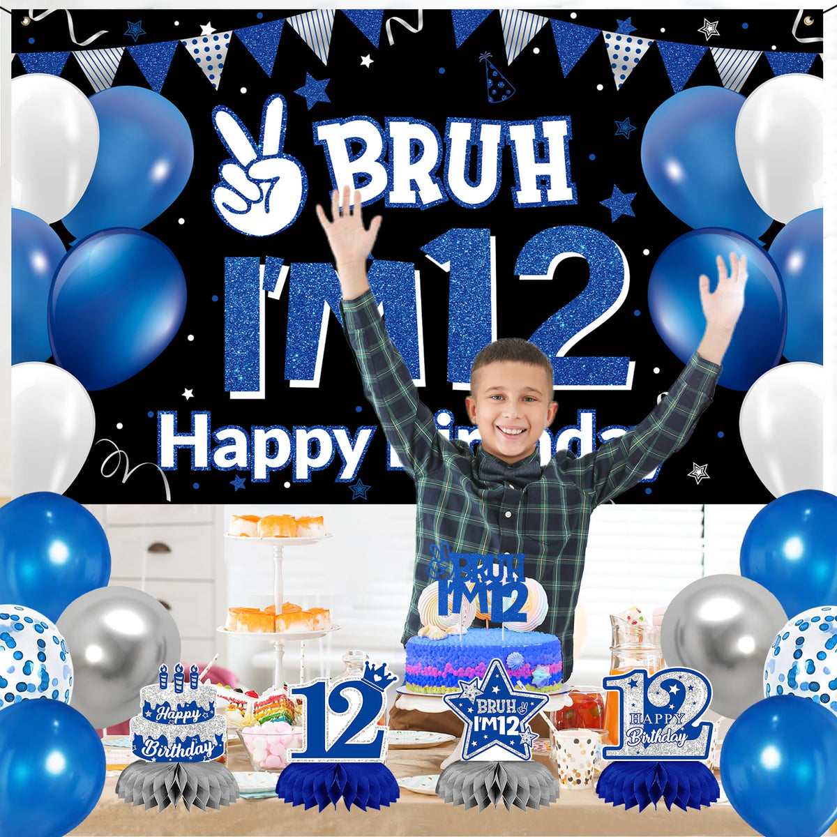 DARUNAXY bruh-im-12 glitter banner adds shimmering accent