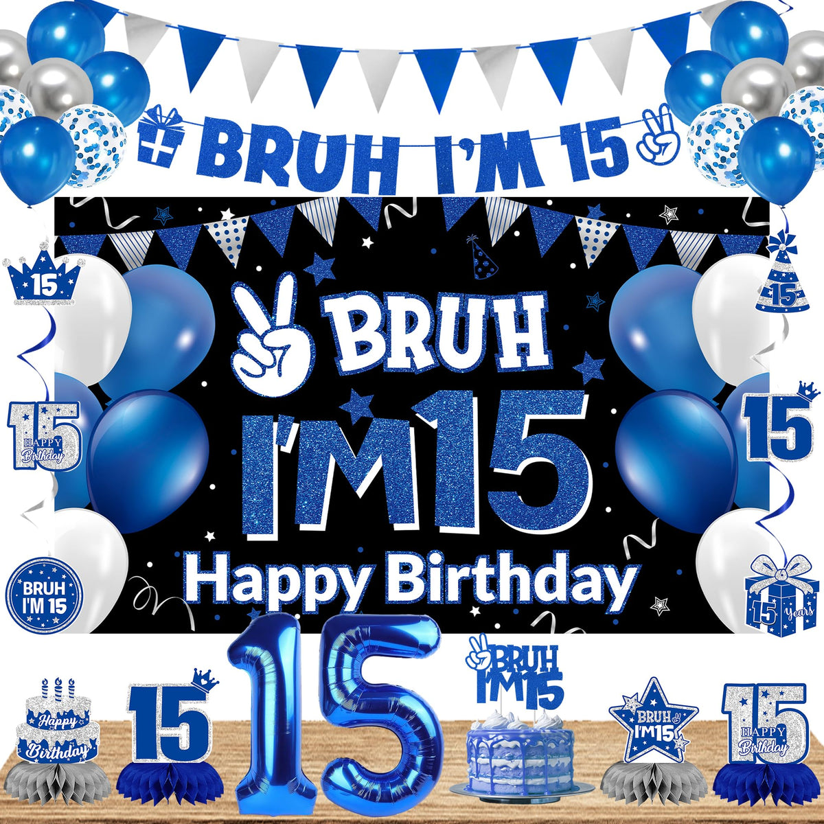 DARUNAXY Bruh I’m 15 banner for indoor or outdoor celebrations