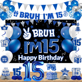 DARUNAXY Bruh I’m 15 banner for indoor or outdoor celebrations