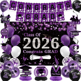DARUNAXY Class of 2026 banner showcasing bold black and purple for a standout photo backdrop.