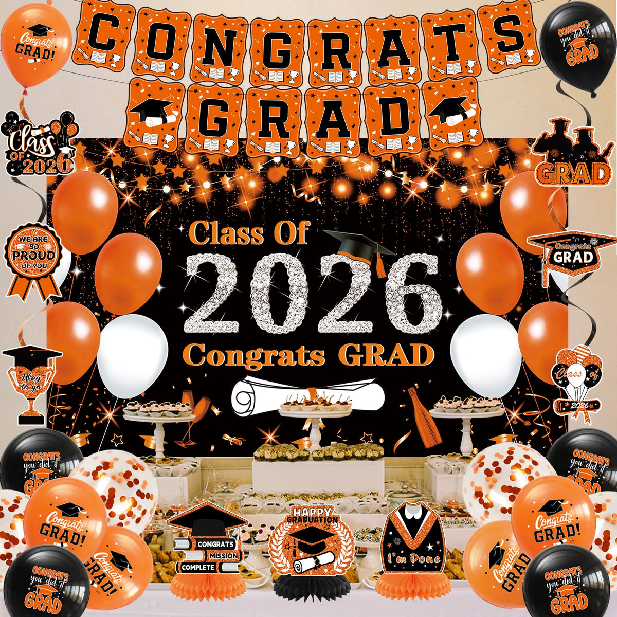 DARUNAXY ready-to-decor grad party set for easy setup