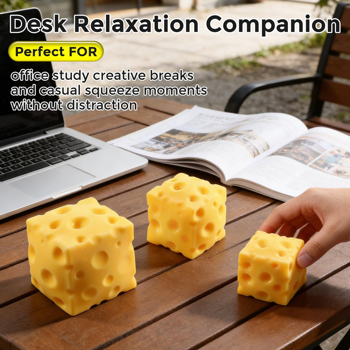 DASDSA Cheese Squishy Cube Block office gag gift inspires laughter.