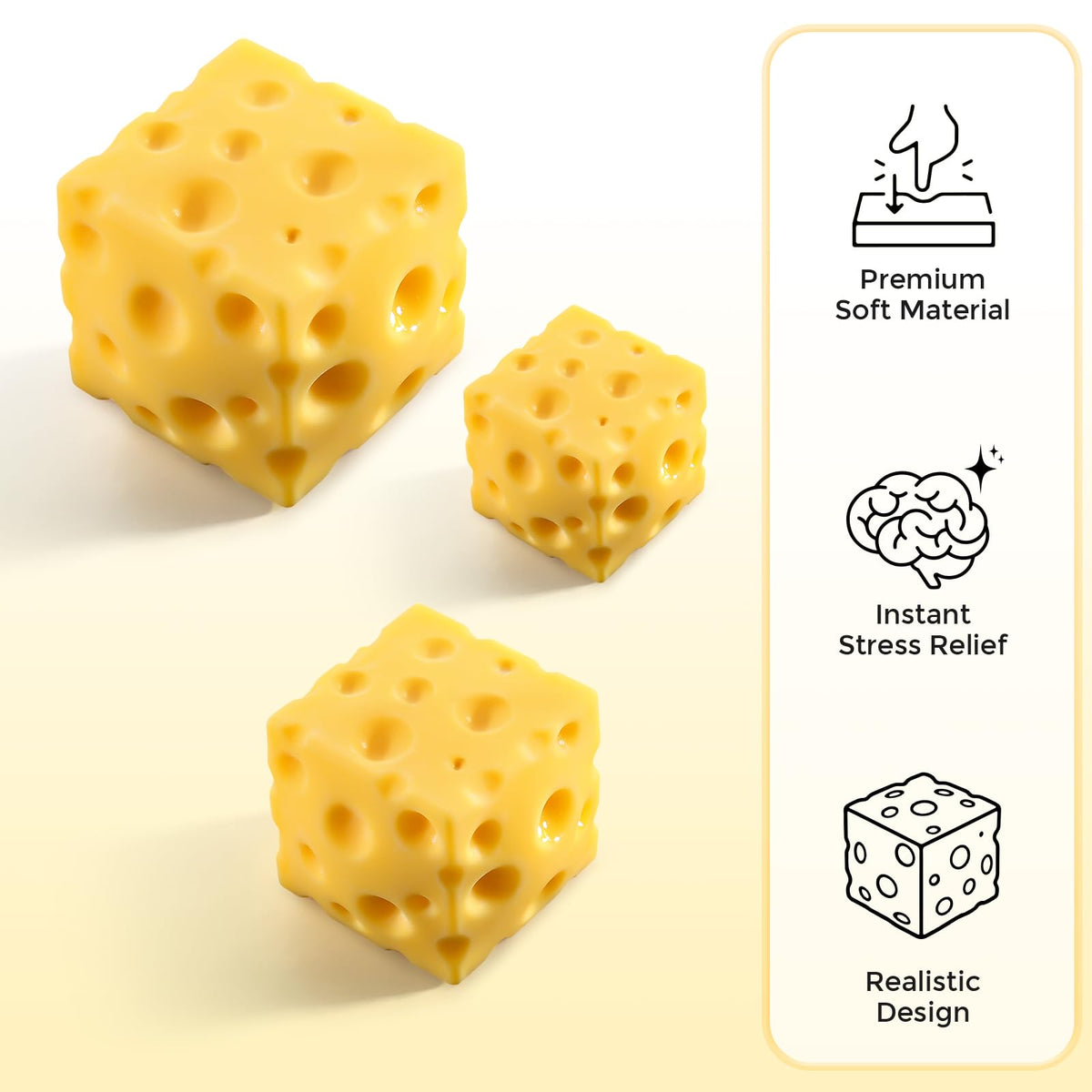DASDSA Cheese Squishy Cube Block textured surface offers satisfying tactile feedback.