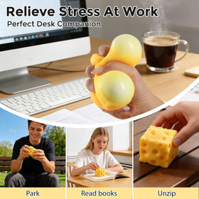 DASDSA Cheese Squishy Cube Block yellow color adds playful desk decor.