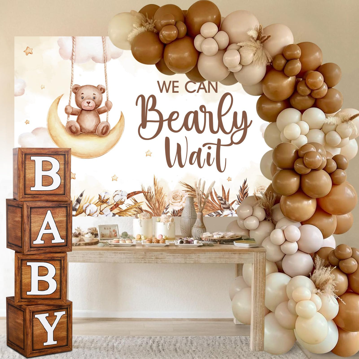 DataMoon teddy theme decorations help create cohesive party visuals.