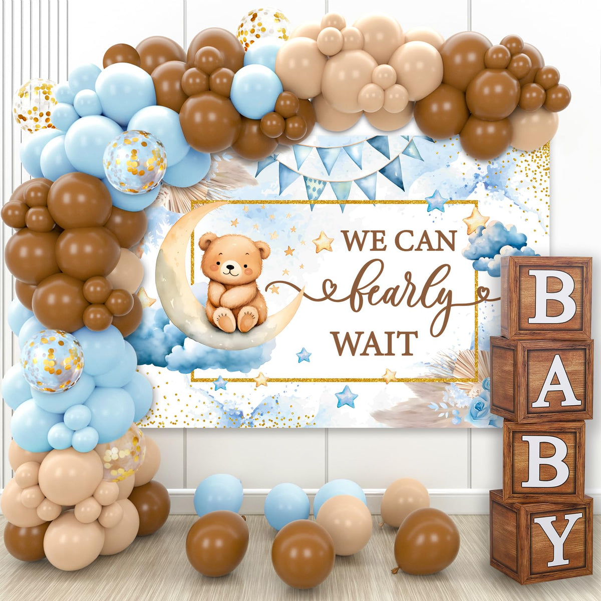Datamoon We Can Bearly Wait baby boxes with letters for personalized decor.