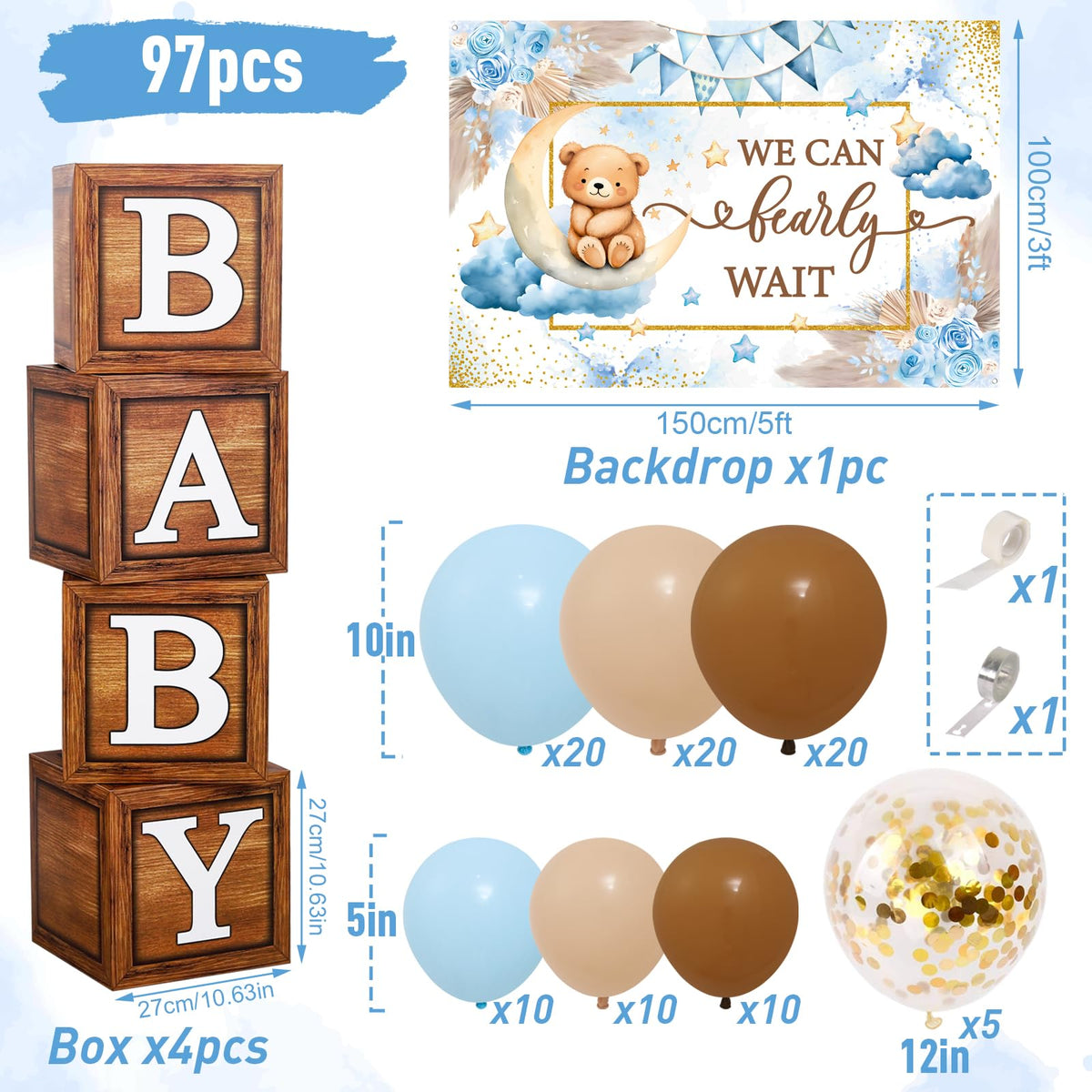 Datamoon We Can Bearly Wait balloon garland highlights party focal point.