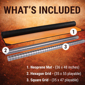 da Vinci's Room hex grid dry erase mat supports flexible dungeon layouts.