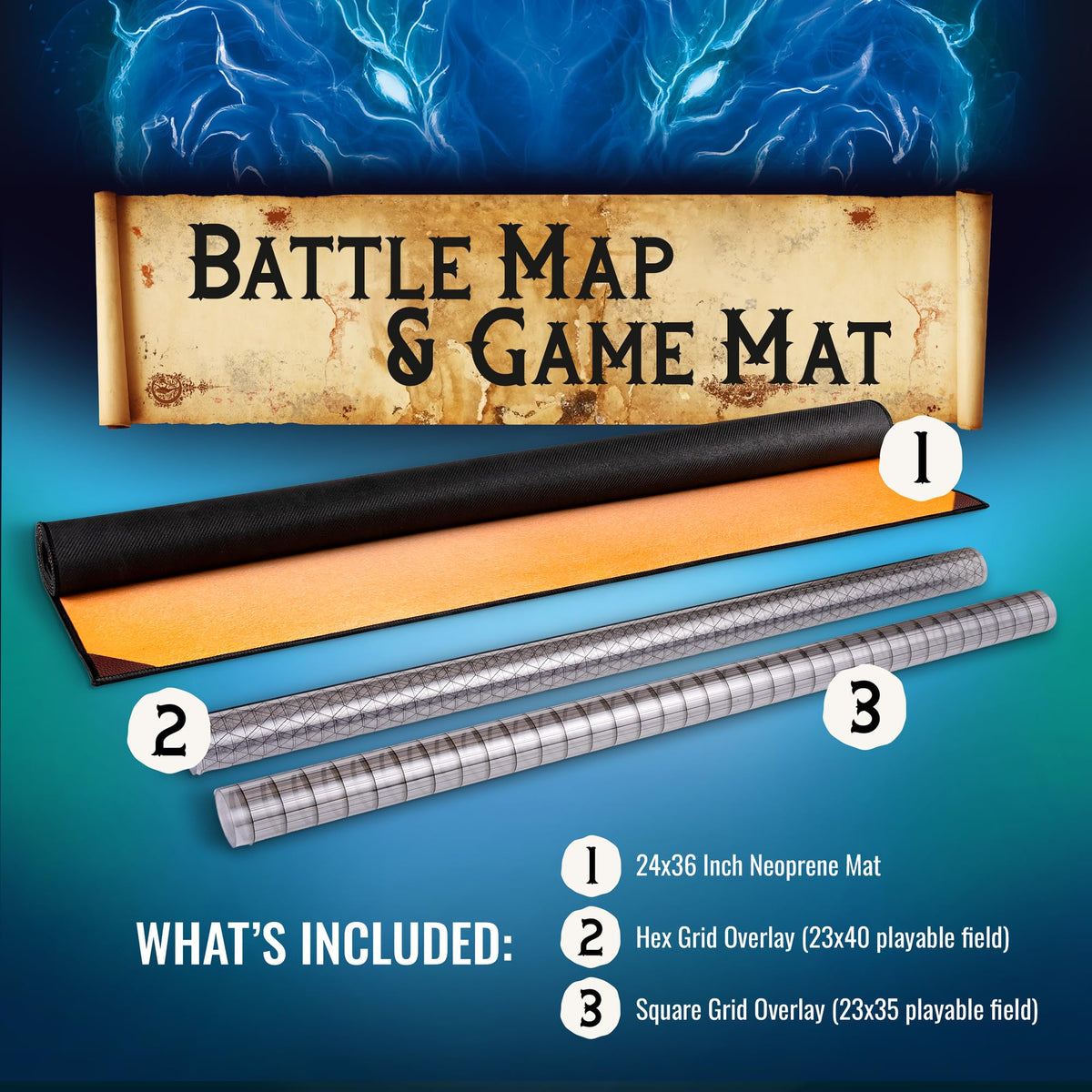 da Vinci's Room hex grid mats enabling flexible terrain layouts